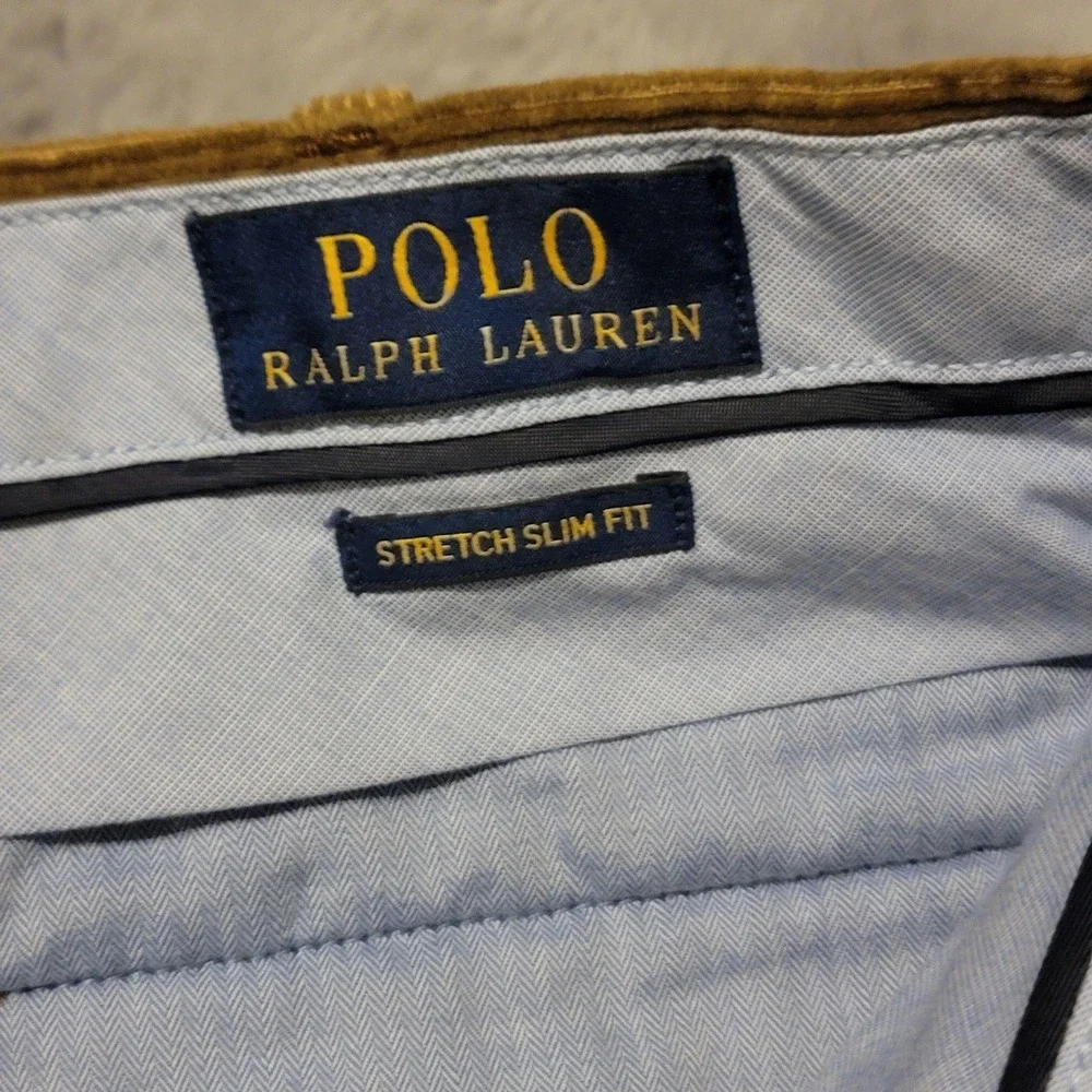 Polo Ralph Lauren Pants Mens 38x29 (Fit 36x28) Brown Corduroy Slim Stretch Chino